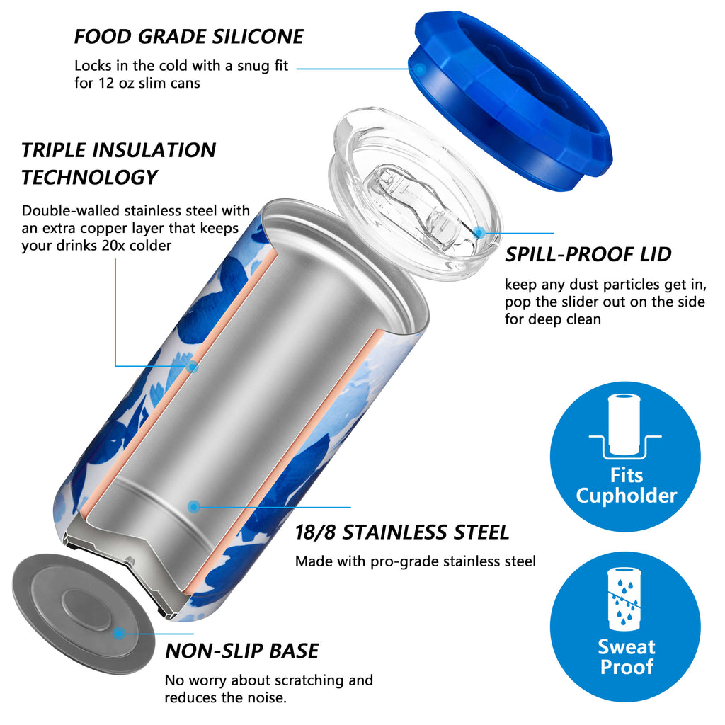 MAGNEChill Can Cooler Slim Steel Blue