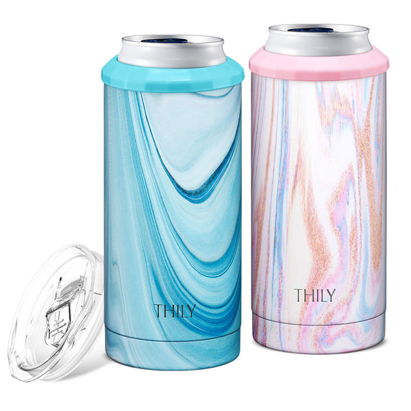 Stainless Steel Vacuum Insulated Tumbler - THILY Travel Mug 26 oz Coffee Cup with 2 Lids and Straws, Splash Proof, Keep Ice Drinks Cold, Pink Lilies