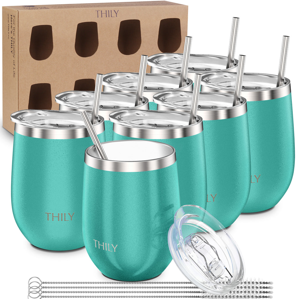THILY Wine Tumbler丨 Cheers Set 2 Pack丨Marble + Teal by THILY