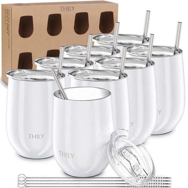 Wine Tumbler 12 oz - 8 Pack Customized (available in 3 color) - THILY