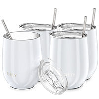 THILY Wine Tumbler丨FAMILY Set 4 PACK丨 Silver by THILY