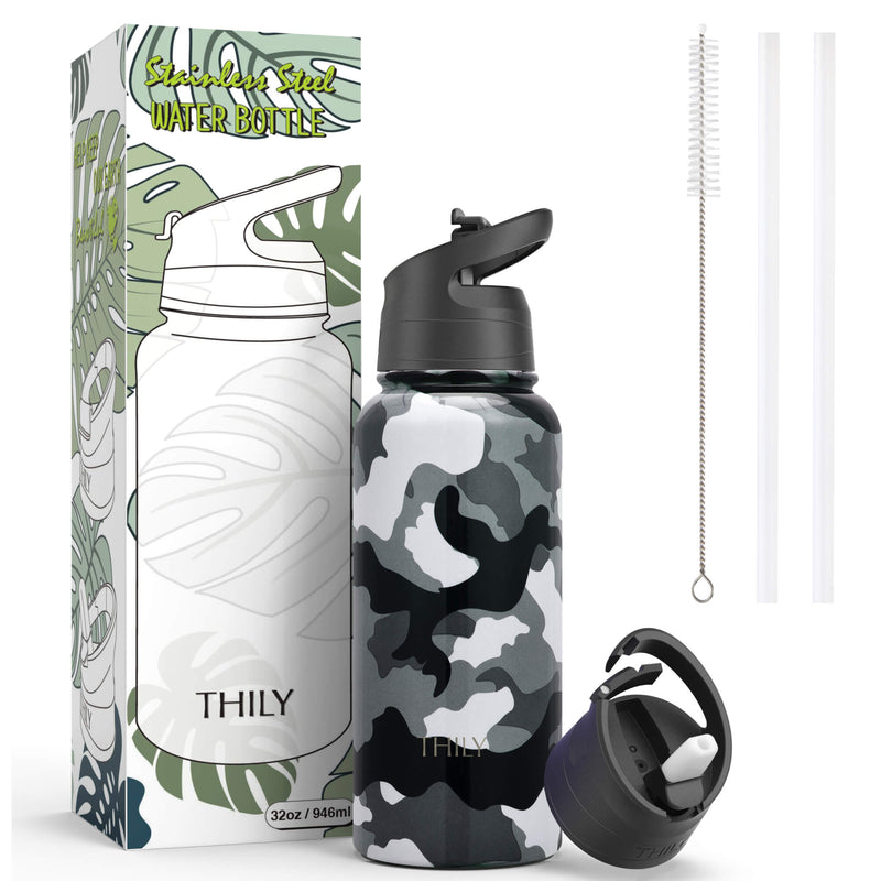 THILY 12 oz Wine Tumbler and 32 oz Water Bottle, Camo