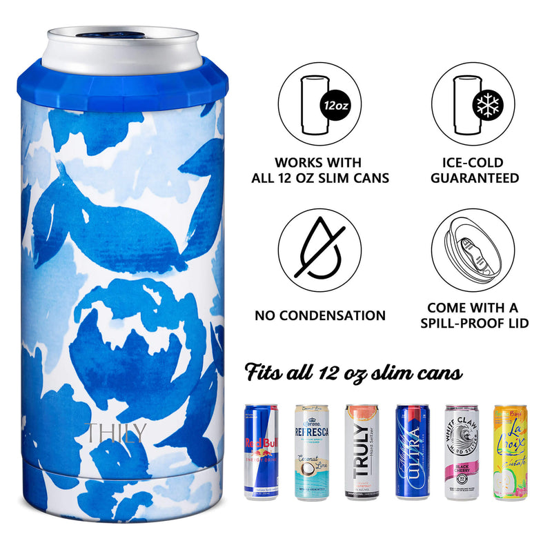 12oz Slim Can Cooler | Jet Black - Leak-Proof, BPA Free