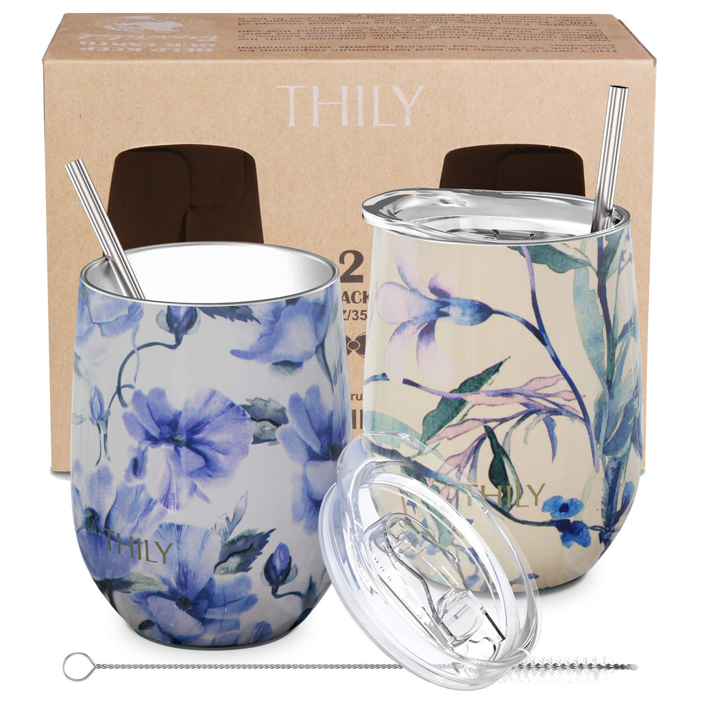 THILY Wine Tumbler丨FAMILY Set 4 Pack丨Pearl White by THILY