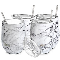 Wine Tumbler丨FAMILY SET 4 PACK丨White Marble - THILY