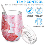 THILY 12 oz Wine Tumbler and 32 oz Water Bottle, Red Lotus - THILY