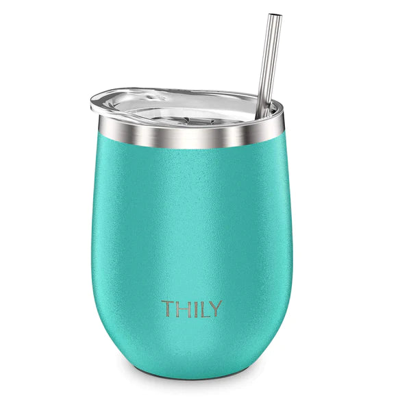 Personalized 12 oz. Wine Tumbler with Lid and Straw