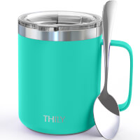 Stainless Steel Insulated Coffee Cup, THILY 12 oz Triple-Insulated Travel  Mug with Handle and Lid, Keep Coffee Cold, Powder Coated Travel Mug, Matte