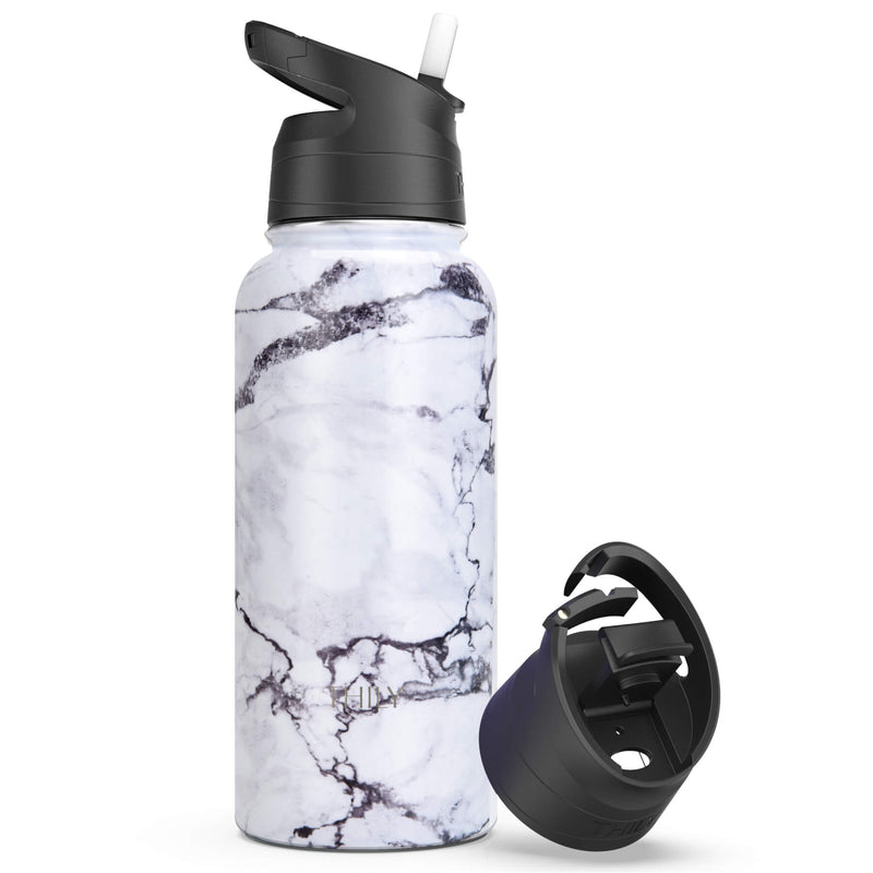 WATER BOTTLE 32 OZ| WHITE MARBLE – THILY