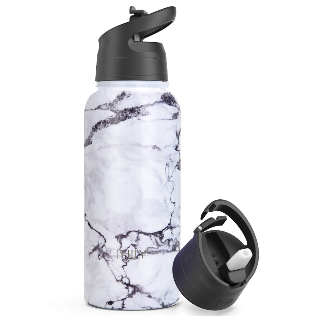 WATER BOTTLE | 32 OZ| WHITE MARBLE – THILY