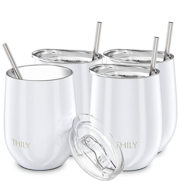 THILY Wine Tumbler丨FAMILY Set 4 Pack丨Pearl White by THILY