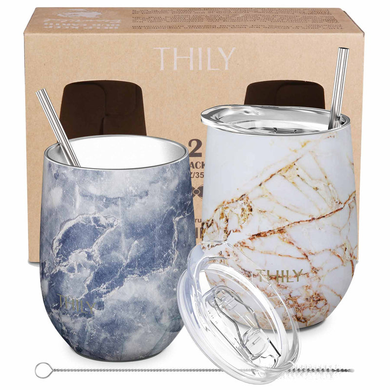 THILY Wine Tumbler - Gold Marble by THILY