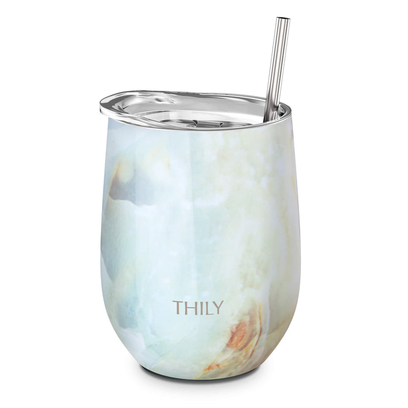 THILY Wine Tumbler丨FAMILY Set 4 PACK丨 Silver by THILY