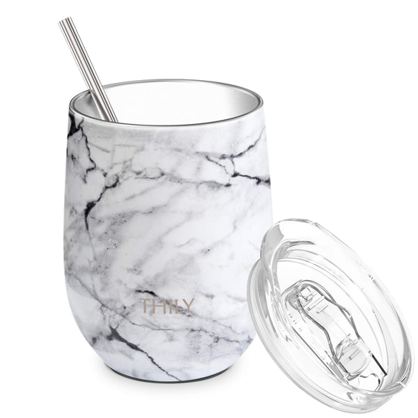Wine Tumbler - White Marble - THILY